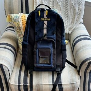 Yak Pak Blue and Black Backpack with Yellow Details